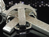 Diamond Cross Charm Mens 10K White Gold Domed X Round Pave Pendant 5.50 Tcw.