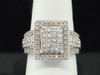 Diamond Rectangle Engagement Ring 10K White Gold Princess & Round Cut 1 Ct