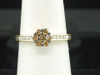 Brown Flower Diamond Engagement Ring 10K Yellow Gold Promise Band 1/2 Ct.