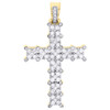 10K Yellow Gold Genuine Diamond Cross Mens Two Row Prong Set 1.65" Charm 1.60 CT