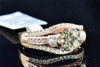 Ladies 14K Rose Gold Round Cut Brown Diamond Prong Cluster Engagement Ring 1 Ct.