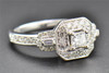 Solitaire Diamond Engagement Ring Princess Cut Ladies 14K White Gold Halo 1 Ct