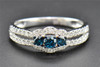 Blue Three Stone Diamond Engagement Ring 14K White Gold Enhancer Design 0.51 Ct