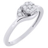 Diamond Flower Head Promise Engagement Ring 10K White Gold Round Cut 0.14 Ct.