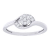 Diamond Flower Head Promise Engagement Ring 10K White Gold Round Cut 0.14 Ct.