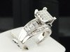 Diamond Engagement Ring 10K White Gold Princess Round Baguette Cut 1.50 Ct