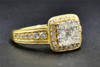 Diamond Engagement Ring 14K Yellow Gold Round Cut Square Halo Prong Set 1.20 Ct