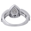 .925 Sterling Silver Brown Diamond Teardrop Halo Ladies Right Hand Ring 1/6 ct.