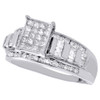 Princess Diamond Engagement Ring .925 Sterling Silver Round & Baguette Cut 1 Ct.