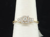 14k Yellow Gold Round Solitaire Diamond Three Stone Engagement Ring 0.26 Ct.