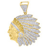 10K Yellow Gold Diamond Pendant Native American Indian Mens Pave Charm 1.33 Ct.