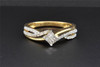 Diamond Engagement Ring 14K Yellow Gold Princess Round Cut 0.30 Ct Swirl Design