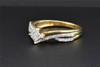 Diamond Engagement Ring 14K Yellow Gold Princess Round Cut 0.30 Ct Swirl Design