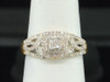 Diamond Engagement Ring 14K Yellow Gold Halo Princess Round Cut 0.51 Ct