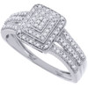 Diamond Engagement Wedding Ring 10K White Gold Round Pave Square Head 0.15 Ct.