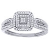 Diamond Cluster Engagement Wedding Ring 10K White Gold Pave Square Head 0.20 Ct.