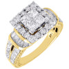 Diamond Wedding Engagement Ring Ladies 14K Yellow Gold Princess Halo 2.03 Tcw