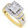 Diamond Wedding Engagement Ring Ladies 14K Yellow Gold Princess Halo 2.03 Tcw