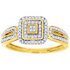 Diamond Cluster Engagement Wedding Ring 10K Yellow Gold Pave Square Head 0.20 Ct