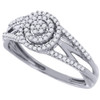 Round Diamond Engagement Wedding Ring Ladies 10K White Gold Halo Style 0.20 Ct.