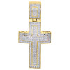 10K Yellow Gold Diamond Domed Outline Puff Cross Pendant 1.95" Mens Charm 1/2 Ct