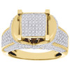 Diamond Engagement Wedding Ring 10K Yellow Gold Fashion Square Pave Head 1.3 Ct.