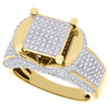 Diamond Engagement Wedding Ring 10K Yellow Gold Fashion Square Pave Head 1.3 Ct.