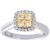 Yellow Diamond Square Engagement Ladies 14k White Gold Round Wedding Ring .48 Ct