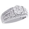 10K White Gold Baguette Diamond Flower Split Shank Ladies Engagement Ring 1 CT.