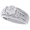 10K White Gold Baguette Diamond Flower Split Shank Ladies Engagement Ring 1 CT.