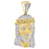 10K Yellow Gold Diamond Mini Jesus Piece Head Pendant Mens Brushed Charm 0.62 Ct