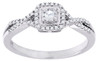 Diamond Engagement Ring Round Cut Solitaire Halo Style 10K White Gold 0.32 Ct