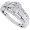 Diamond Wedding Engagement Ring Ladies 14K White Gold Round Flower 1 Tcw.