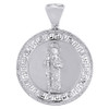 Diamond Jesus Pendant Mens .925 Sterling Silver Greek Key Charm 0.85 Tcw.