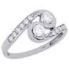 10K White Gold Two Stone Diamond Engagement Ring Love & Friendship Swirl 5/8 Ct.