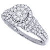 14K White Gold Diamond Engagement Wedding Ring Ladies Round Cut Cluster 0.60 Ct.