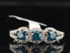 Blue Diamond 3 Three Stone Engagement Ring Ladies 10K White Gold Bridal