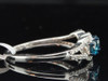 Blue Diamond 3 Three Stone Engagement Ring Ladies 10K White Gold Bridal