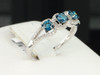 Blue Diamond 3 Three Stone Engagement Ring Ladies 10K White Gold Bridal