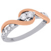 14K White Gold Two Stone Diamond Love & Friendship Swirl Engagement Ring 1/2 Ct.