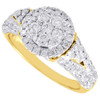 Diamond Wedding Engagement Ring Ladies 14K Yellow Gold Round Cut Flower 1.20 Tcw