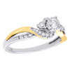 14K Two Tone Gold Bezel Set Three Stone Diamond Bypass Engagement Ring 0.25 CT.