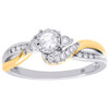 14K Two Tone Gold Bezel Set Three Stone Diamond Bypass Engagement Ring 0.25 CT.