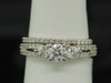 Diamond 3 Stone Engagement Ring 14K White Gold Round Solitaire Bridal Set 1 Tcw.