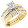 Diamond Trio Set 10K Yellow Gold Pave His & Her Engagement Wedding Ring 1/2 Tcw.