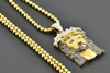 Diamond Jesus Brushed Face Pendant Piece 10K Yellow Gold Mini Charm 0.27 ct.