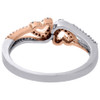 10K White & Rose Gold Two Tone Diamond Cut Out Double Heart Promise Ring 1/5 Ct.