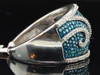 Blue Diamond Domed Swivel Right Hand Ring White Gold Fashion Cocktail Band 1 Ct.