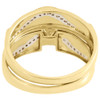 Diamond Trio Set 10K Yellow Gold Pave Square Engagement Wedding Ring 0.40 Tcw