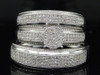 Diamond Trio Set 10K White Gold Round Pave Matching Engagement Wedding Ring